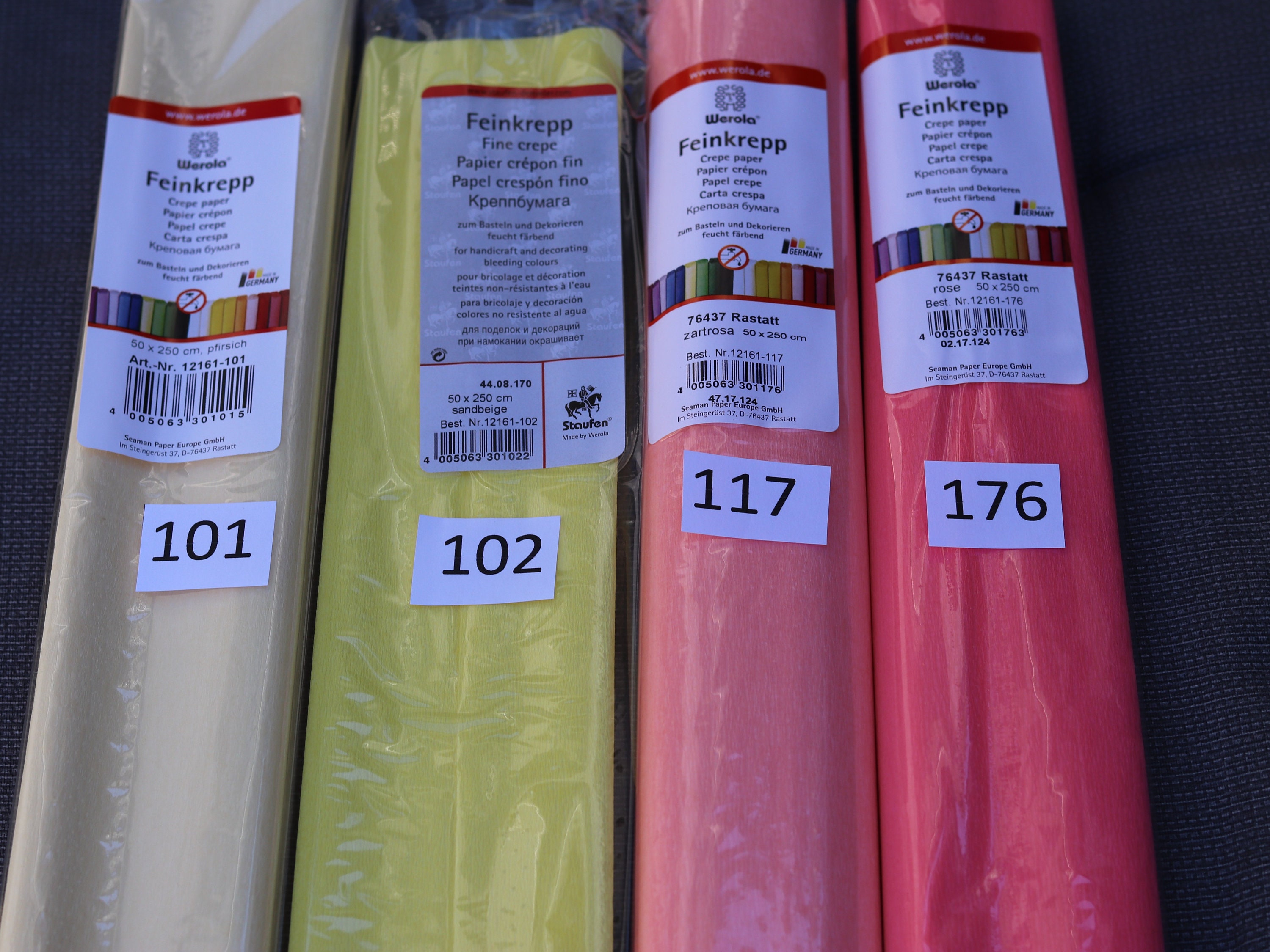 Papel crepé fino alemán 31g tonos rosa claro