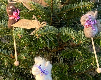 Hand felted hobby horses as pendants approx. 15 cm