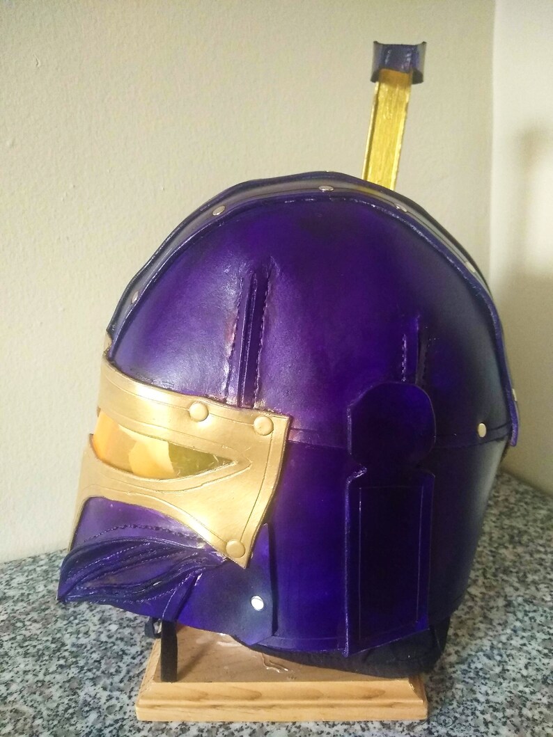 Leather Mandalorian Helmet night Owl Purple and Gold Etsy