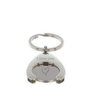 Sleutelhanger met winkelchip gegraveerd met uw gewenste tekst/motief (incl.) ca. 40x30mm