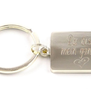 Key ring rectangular silver-plated, personalized with engraving, engraved with your desired text/motif approx. 35 x 25 mm