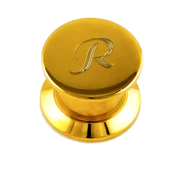 Ear plug tunnel 14 mm classic gold-colored individually engraved with your letter initial
