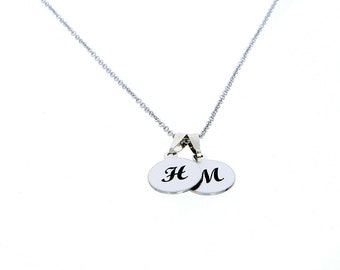 Necklace for women and men with 2 or 3 personally designed round pendants, your initials for Valentine's Day, Mother's Day, proof of love