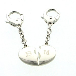 Keychain split heart, 2-part, silver-plated with your personal engraving (incl.)