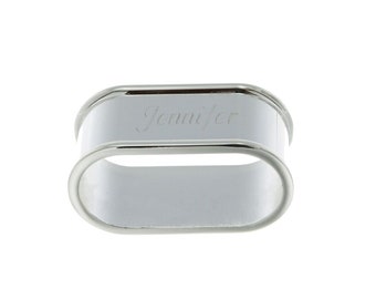 Personalized napkin ring - silver plated stainless steel, beautiful rim with your personal engraving