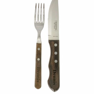 Steak knife, steak fork, steak cutlery set Jumbo from Tramontina personal engraving with name image 1