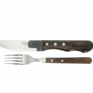 Steak knife, steak fork, steak cutlery set Jumbo from Tramontina personal engraving with name image 2