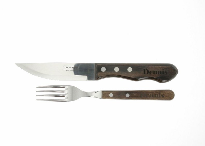 Steak knife, steak fork, steak cutlery set Jumbo from Tramontina personal engraving with name image 2
