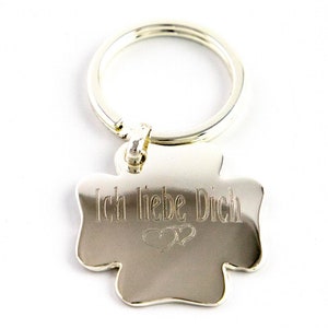Keyring cloverleaf made of metal with your personal engraving (incl.) approx. 32 x 32 mm