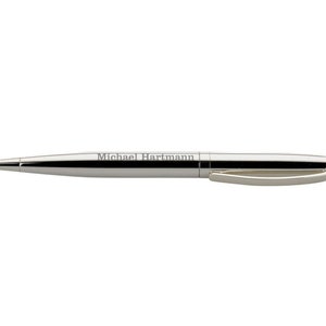 Stylish ballpoint pen silver plated with your personal engraving