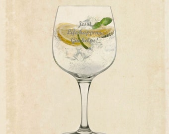 Gestalten Sie Ihr Ginglas, Gin Tonic Glas, Spritz-Glas, Cocktailglas individuell