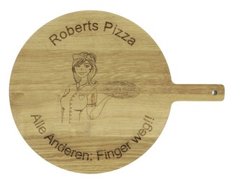 Pizza board, serving board made of oak wood with your personal engraving 40 x 30 x 2 cm