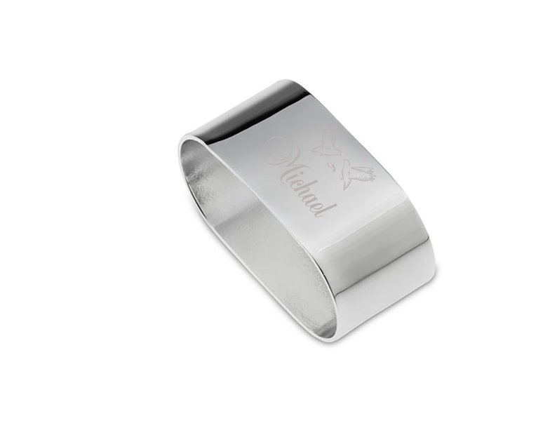 Personalized Napkin Ring Silver Plated Stainless Steel with Diamond Engraving, Perfect for Table Setting image 2