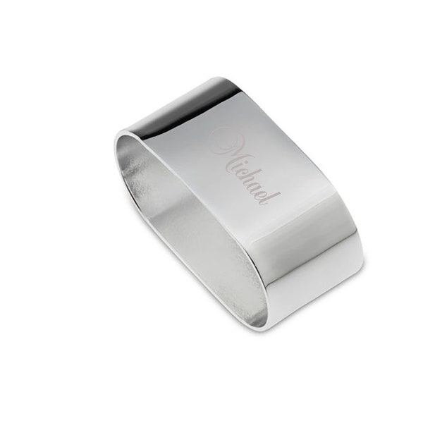 Personalized Napkin Ring - Silver Plated Stainless Steel with Diamond Engraving, Perfect for Table Setting