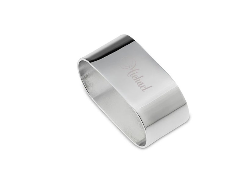 Personalized Napkin Ring Silver Plated Stainless Steel with Diamond Engraving, Perfect for Table Setting image 1