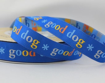 1 m Webband " Good dog blue " 22mm