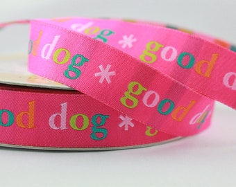 1 m Webband " Good dog pink " 22mm