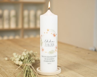 Christening candle modern flowers - Edda - my baptism | Flower dream for girls and boys