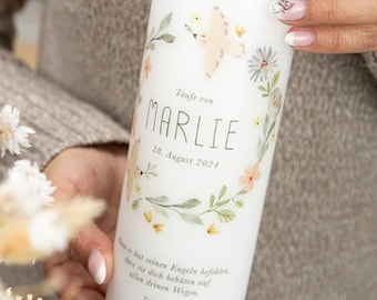 Taufkerze Blütenzauber Marlie für Mädchen und Jungen zur Taufe. Schneller Versand!