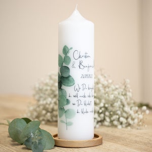 Wedding candle eucalyptus tendril - modern and simple - designed exactly according to your individual wishes.