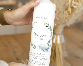 Vela de bautizo Ballena - Hanne - vela moderna y hermosa para el bautizo de tu niño o niña