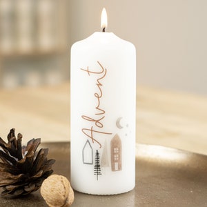 Candela dell'Avvento e candela natalizia moderna "Avvento" con cartolina abbinata - il regalo perfetto per l'Avvento e il Natale!