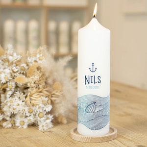 Baptism candle anchor and waves - Nils
