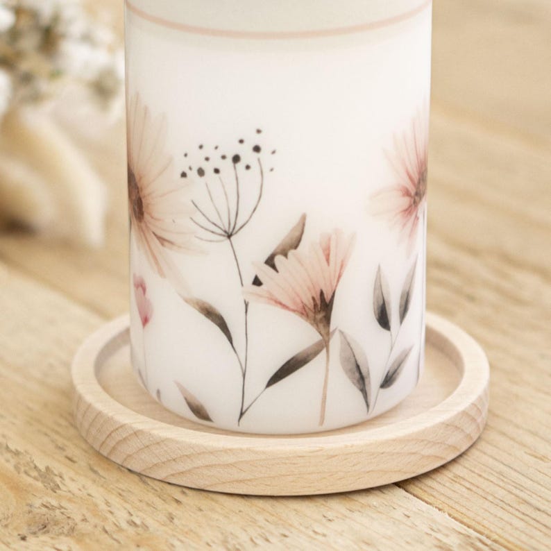 Candelabro de madera para velas de bautismo | Candelabro de haya para velas de altar | Vela de boda, vela de comunión imagen 2