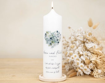 Wedding candle eucalyptus - heart, individual wedding candle, fast, free shipping