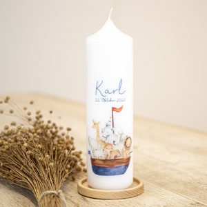 Baptism candle Arche Tiere - Karl - modern, playful and beautiful!