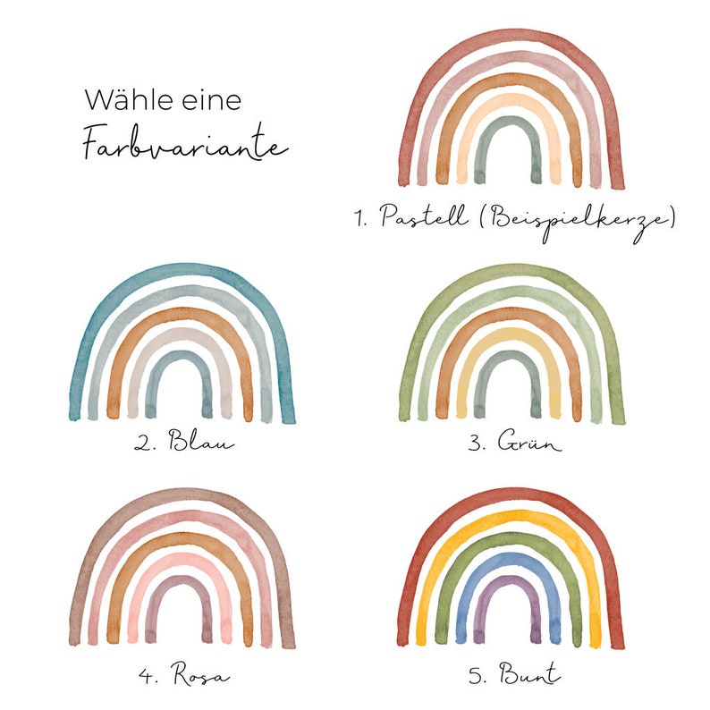 Christening candle rainbow Luise for girls and boys in different colors image 9