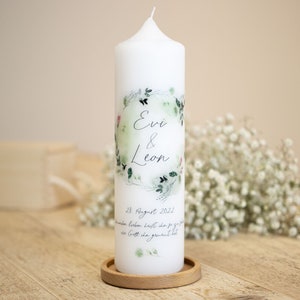 Wedding candle - floral watercolor with roses