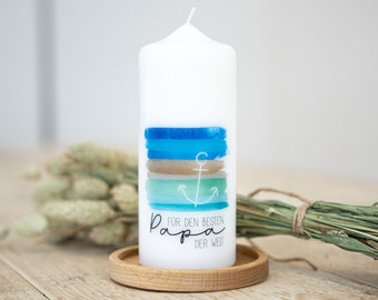 Vela del Día del Padre - Mejor Papa Anchor - incluye caja de regalo y tarjeta de felicitación a juego