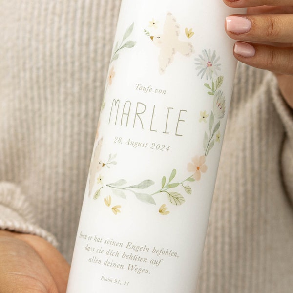 Vela de bautizo flor mágica Marlie para niños y niñas para bautizo. ¡Envío más rápido!