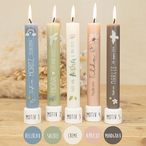 Baptism gift pillar candles from 9 pieces Incl. gift wrapping, over 10 hours burn time image 1
