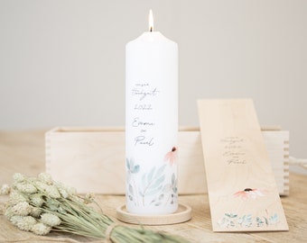 Hochzeitskerze modern Blumen - genau nach euren individuellen Wünschen gestaltet.