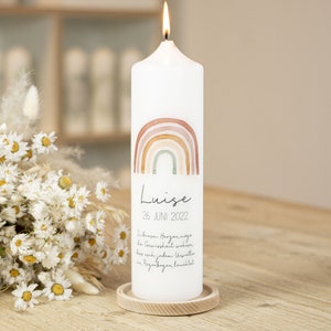 Taufkerze Regenbogen Luise für Mädchen und Jungen in verschiedenen Farben Kerze Weiß 25*7cm