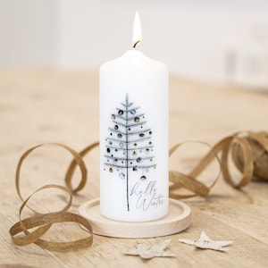 Adventskerze und Weihnachtskerze "hallo Winter" inkl. passender Postkarte und Geschenkbox!