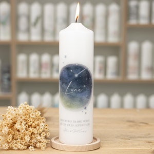 Mourning candle Star Child Heaven, beautiful memorial candle in loving memory of a boy or girl
