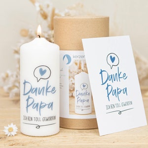 Vela para el Día del Padre - Gracias papá - incluida caja de regalo y tarjeta de felicitación a juego