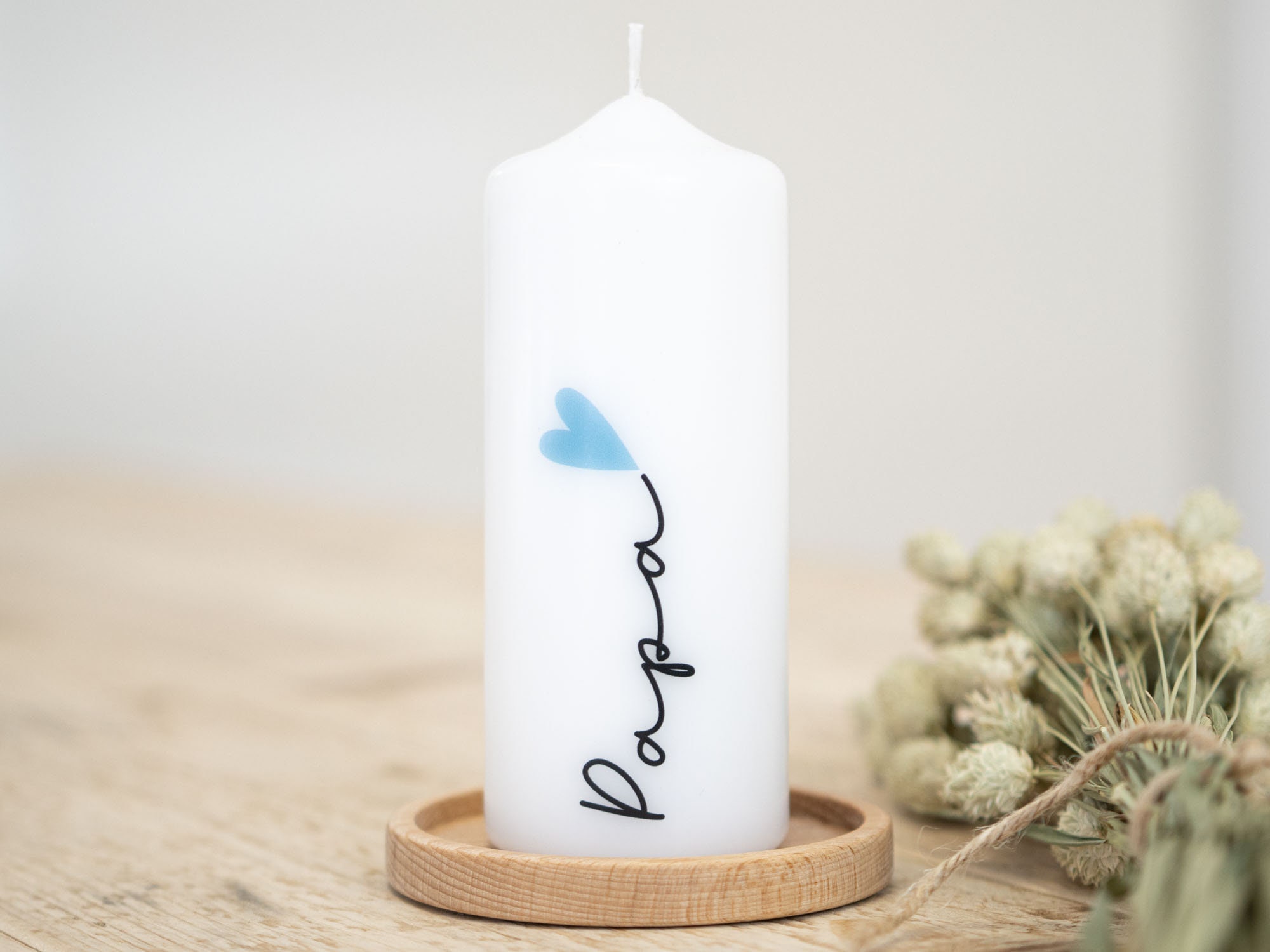 Portacandele A Cuore In Legno Per Papà – Regalo Per Compleanno O Festa Del Papà Con Incisione Ringraziamento
