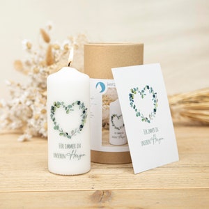Gedenkkerze "Für immer in unseren Herzen" - inkl. Grußkarte + Geschenkbox!