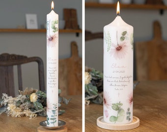 Bougie de communion eucalyptus et fleurs - Elea