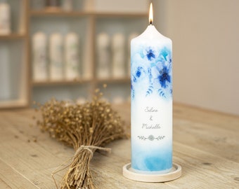 Wedding Candle - Blue Watercolor