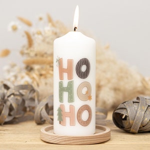 Bougie de Noël "HO HO HO" avec carte postale assortie - le cadeau parfait pour Noël !