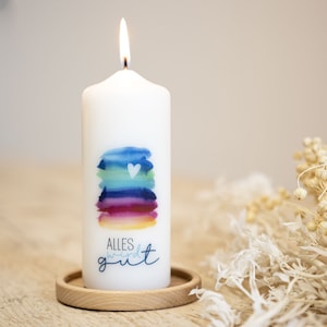 MUTmacher Kerze Regenbogen bunt  "Alles wird gut" - inkl. Grußkarte + Geschenkbox! Kostenloser Versand in 2-4 Werktagen! Geschenk