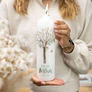 Baptismal candle Tree of Life Aisha, child-friendly candle for baptism for girls and boys