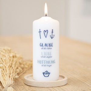 MUTmacher Kerze "Glaube, Liebe, Hoffnung" - inkl. Grußkarte + Geschenkbox!
