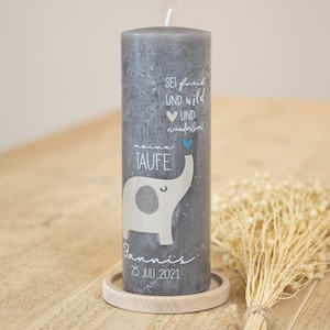 Baptismal candle elephant - Jannis - modern and beautiful candle for the baptism of your boy or girl