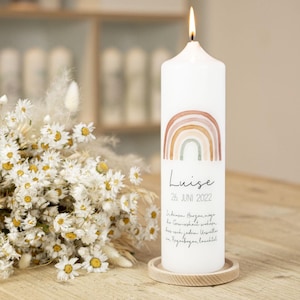 Baptismal candle rainbow - Luise - Baptismal candle girl and baptismal candle boy in different colors
